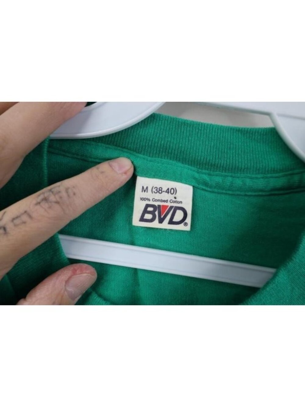 Vtg 70s 80s Streetwear Mens Medium Blank Cotton Pocket T-Shirt Kelly Green USA - Picture 8 of 12